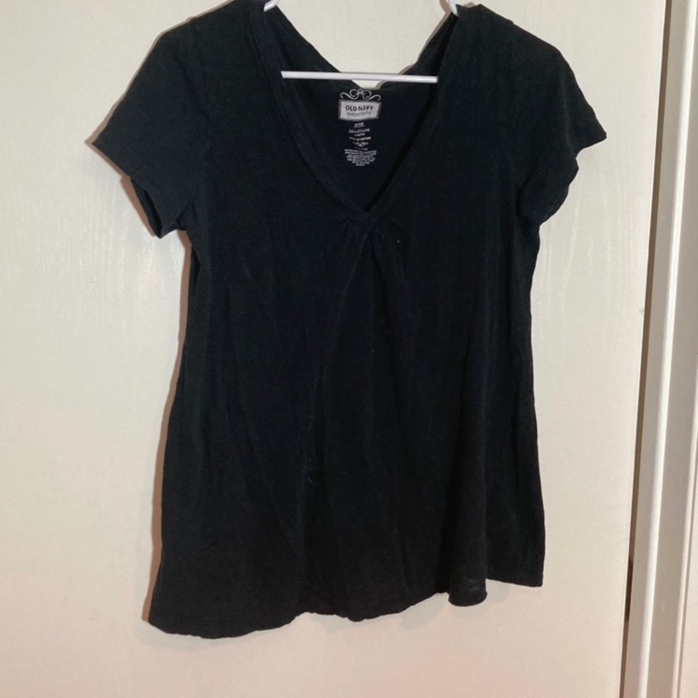 Old Navy Maternity Black V Neck Short Sleeve Medium